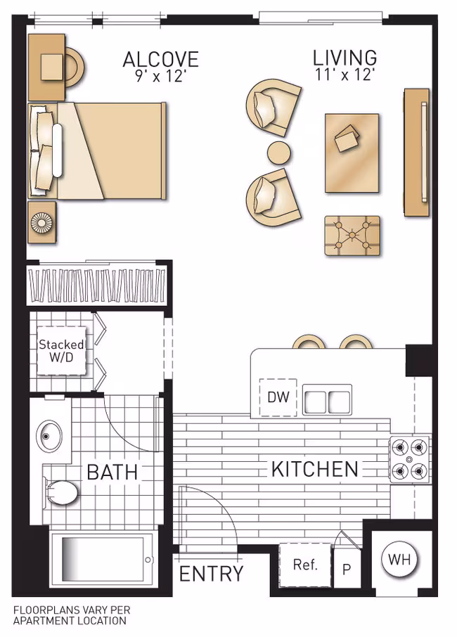 Tesoro - Studios 1363 floor plan